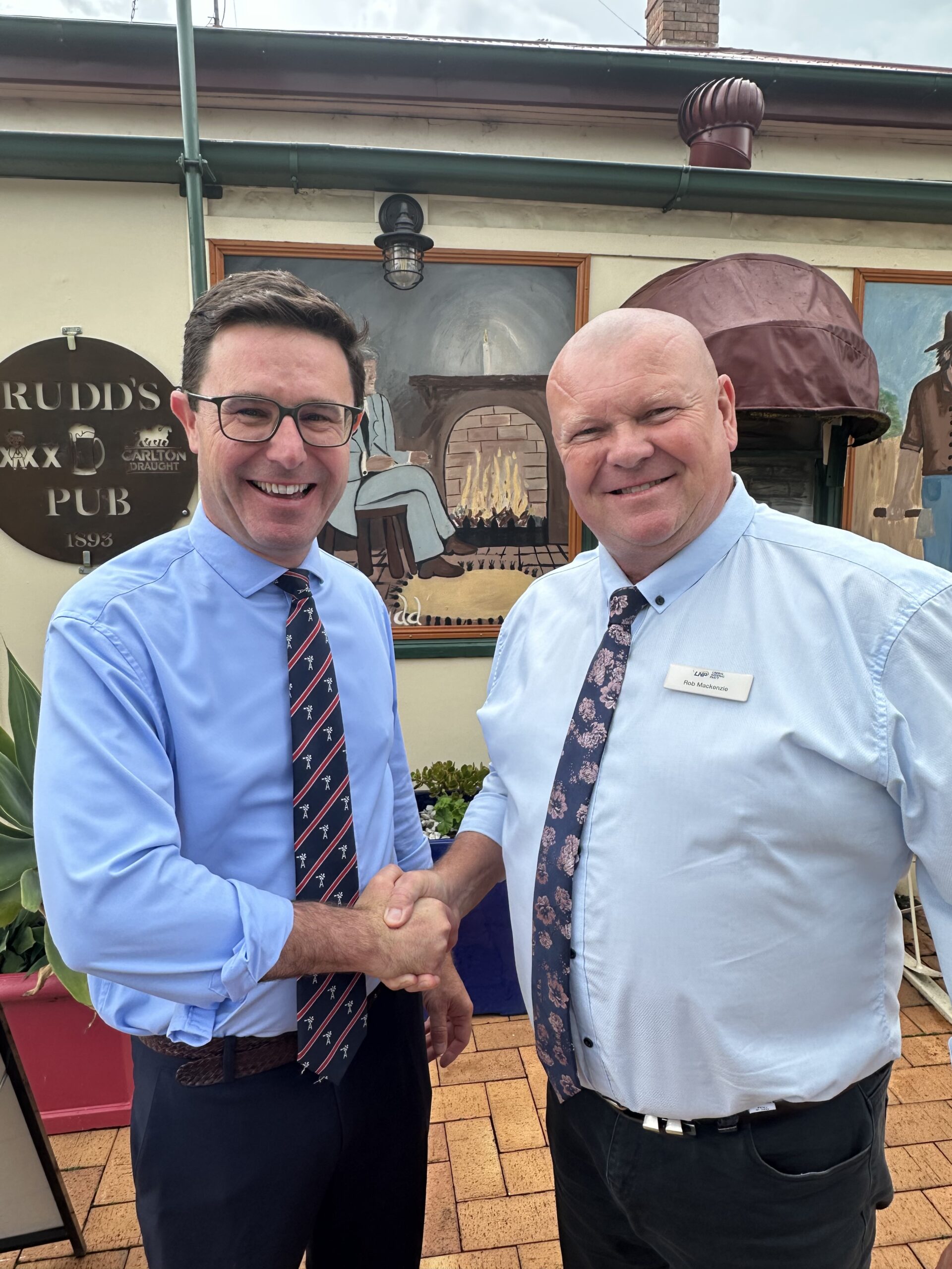 Leader of The Nationals and Federal MP for Maranoa David Littleproud with Maranoa Electorate Council Chair Rob Mackenzie